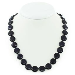 Бусы авантюрин синий "Звездное небо", плоские круглые 14 мм, короткие 50см