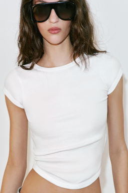 CAMISETA RIB MANGA CORTA / Blanco - Zara фото 4