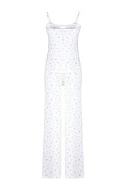 Trendyolmilla Beyaz-Cok Renkli Cicekli Baglamal? ve Ip Ask?l? Orme Pijama Tak?m? THMSS24PT00233 фото 8
