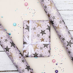 Цена за 2 шт. Бумага упаковочная, крафт «Звезды», 70×100 см, 1 лист