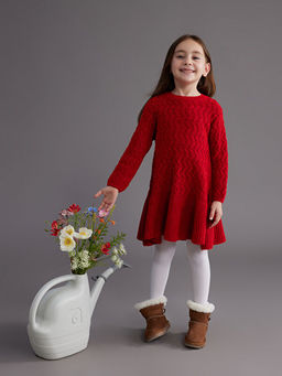 Bisiklet Yaka K?z ?ocuk Triko Elbise