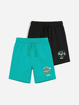 Bask?l? Beli Lastikli Erkek ?ocuk ?ort 2li