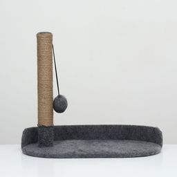 Лежанка с когеточкой Пижон, фетровая, овальная, 55 х 36 х 47 см, джут, темно-серая  фото 2