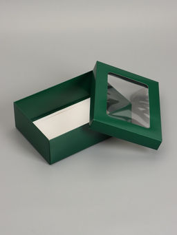 Цена за 5 шт. Коробка складная, крышка-дно, с окном, армейский зелёный, 24 х 17 х 8 см