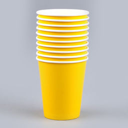 Стакан бумажный однотонный, объём 250 мл, в наборе 10 шт., цвет жёлтый - Страна карнавалия фото 2