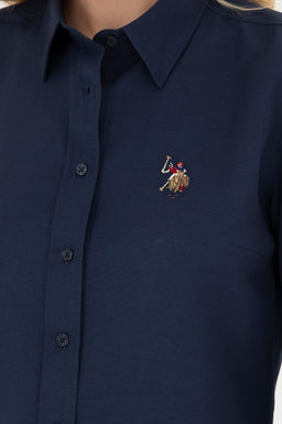 Женская базовая рубашка темно-синего цвета с длинным рукавом - U.s. polo assn фото 20