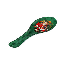 Подставка под ложку Доляна Счастливый Санта, 217.5 см, стекло, зелёная фото 4