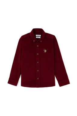 Бордовая рубашка с длинным рукавом для мальчика