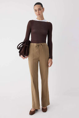 Siyah Bagc?kl? K?sl?k Tuseli Rahat Kumas Wide Leg/Genis Paca Pantolon TWOAW26PL00012 - Trendyolmilla фото 15