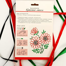 Вышивка лентами на канве Красные маки, набор для творчества