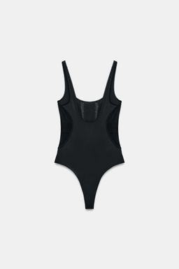BODY COMBINADO CON POLIAMIDA / Negro