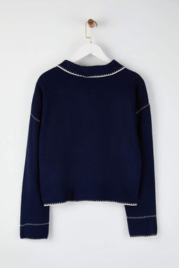 Lacivert Renk Bloklu Polo Yaka Triko H?rka TWOAW25HI00218