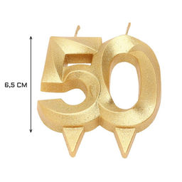 Цена за 2 шт. Свеча для торта юбилейная «Грань», цифра 50, золотой блеск, 8 см
