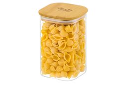 Банка д/хранения 1,1 л 10*10*15,5 см Crystal glass + бамбуков.крышка с силикон. прокладкой, стекло