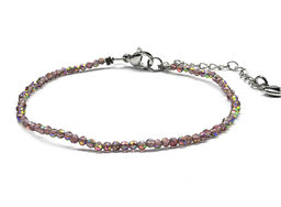 Браслет из циркона шарик граненый 2мм цвет сиреневый хамелеон, 19см