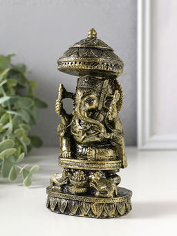 Сувенир полистоун "Ганеша с крысами" бронза 5,3х8х15,5 см