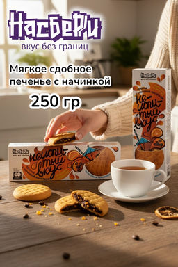 Печенье Неиспитый вкус с начинкой БамблКофе фас фл/п коробка 0,250кг