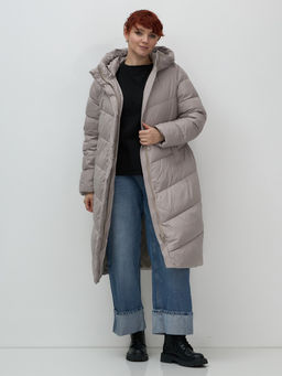 Пальто зимнее утепленное с капюшоном женское серого цвета 7623Sr - Visdeer фото 16