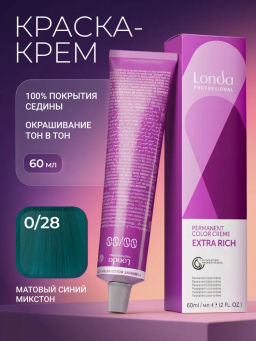 Стойкая краска 0/28 Mix матовый синий микстон LondaColor