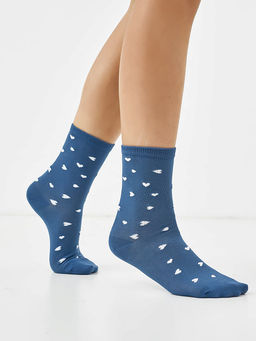 Цена за 5 пар! Высокие детские носки в оттенке кэмел с рисунком в виде сердечек - Mark formelle фото 5