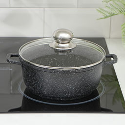 Кастрюля Доляна «Элит», 2 л, d=20 см, h=9 см, литые ручки, антипригарное покрытие, литой алюминий, чёрная