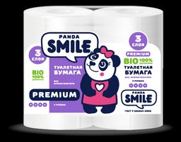 Т/б ПАНДА Классика 3-х сл. 4шт (100% целлюлоза) /12шт