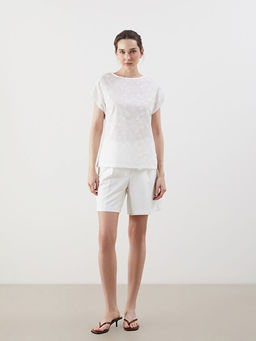 Bisiklet Yaka ?i?ekli Kad?n Bluz