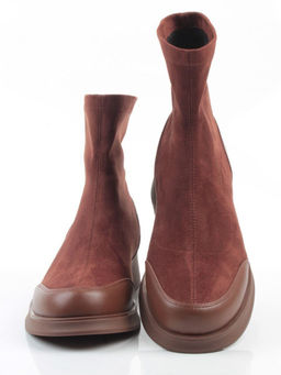 01-H24B-34HJ BROWN Ботинки демисезонные женские (натуральная кожа, искусственная замша)