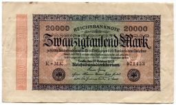 Банкнота 20000 марок 1923 года Германия
