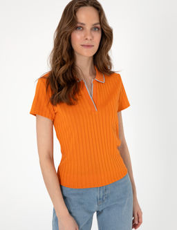 Turuncu Slim Fit Basic Ti__rt