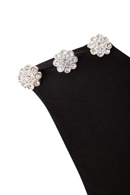 Siyah Kolsuz Dugme Detayl? Maxi Mezuniyet/Balo Elbise TPRSS26EL00008