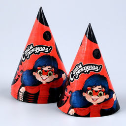 Набор бумажной посуды С днём рождения красный: 6 тарелок, 1 гирлянда, 6 стаканов, 6 колпаков - Страна карнавалия фото 7