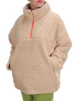 2568 BEIGE Кофта плюшевая женская Тедди на синтепоне (50 гр. синтепон)