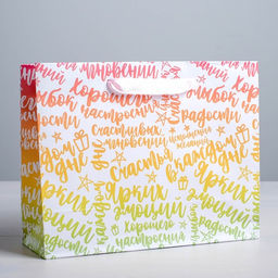 Цена за 2 шт. Пакет подарочный ламинированный, упаковка, «Радости!», ML 23 x 27 x 11.5 см