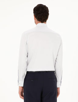 Светло-серая базовая рубашка приталенного кроя с длинным рукавом - Cacharel фото 5