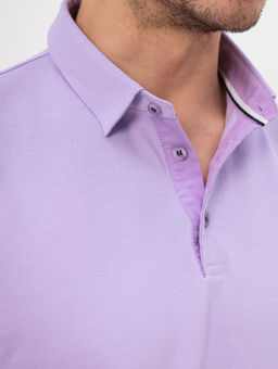Джемпер мужской с воротником поло короткий рукав GREG G144-PO1246T-CTP1051 (сиреневый)  фото 3