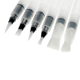 Набор кистей для рисования, синтетика, 6 штук, круглые, плоские, с резервуаром для воды, туши, чернил