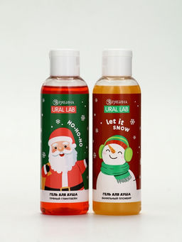 Подарочный набор новогодний Дед Мороз, гель для душа 2 шт х 150 мл, мочалка, URAL LAB