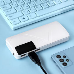 Внешний аккумулятор Luazon PB-05, 6000 мАч, 3хUSB, 2 А, дисплей, фонарик, белый - Luazon home фото 2