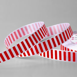 Цена за 2 шт. Лента атласная «Полоска», 15 мм, 23±1 м, белая, красная