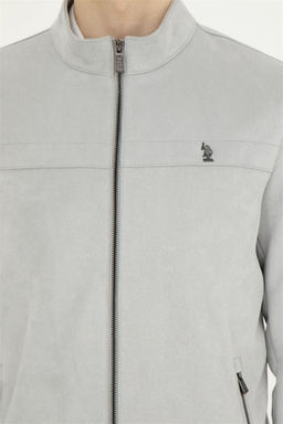 Мужская серая кожаная куртка - U.s. polo assn фото 7