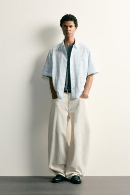 CAMISA DENIM RELAXED FIT CUADROS / Azul cielo