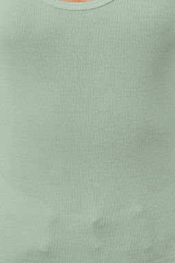 Mint Fitted/Vucuda Oturan Havuz Yaka Fitilli Esnek Orme Atlet TWOSS22AL0042