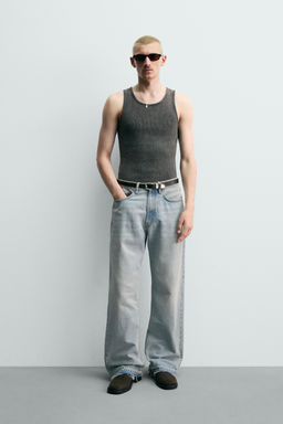 CAMISETA TANK PUNTO RIB / Negro