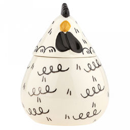 Банка для специй фарфоровая Петушок 460мл, д8-10,5см, h8,2см, с выемкой для ложки, общая h14,7см, металлическая ложка Веточка 12,3см, кремовый/черный с узором (Китай) - Домашняя мода фото 6