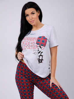 Пижама Кэтти 3 брюки, трикотаж - Малина фото 8