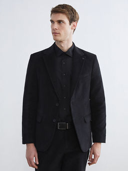 Standart Kal?p Kadife Erkek Blazer Ceket