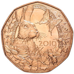 5 евро 2019 года Австрия  Пасхальный заяц