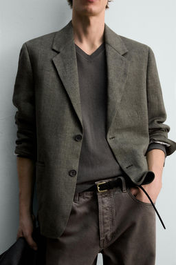 BLAZER ESTRUCTURA 100% LINO LIMITED EDITION / Oliva oscuro - Zara фото 5