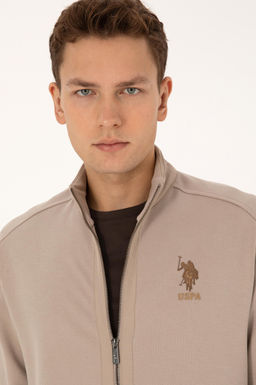 Erkek Regular Fit Fermuarl_ Koyu Bej _rme H_rka